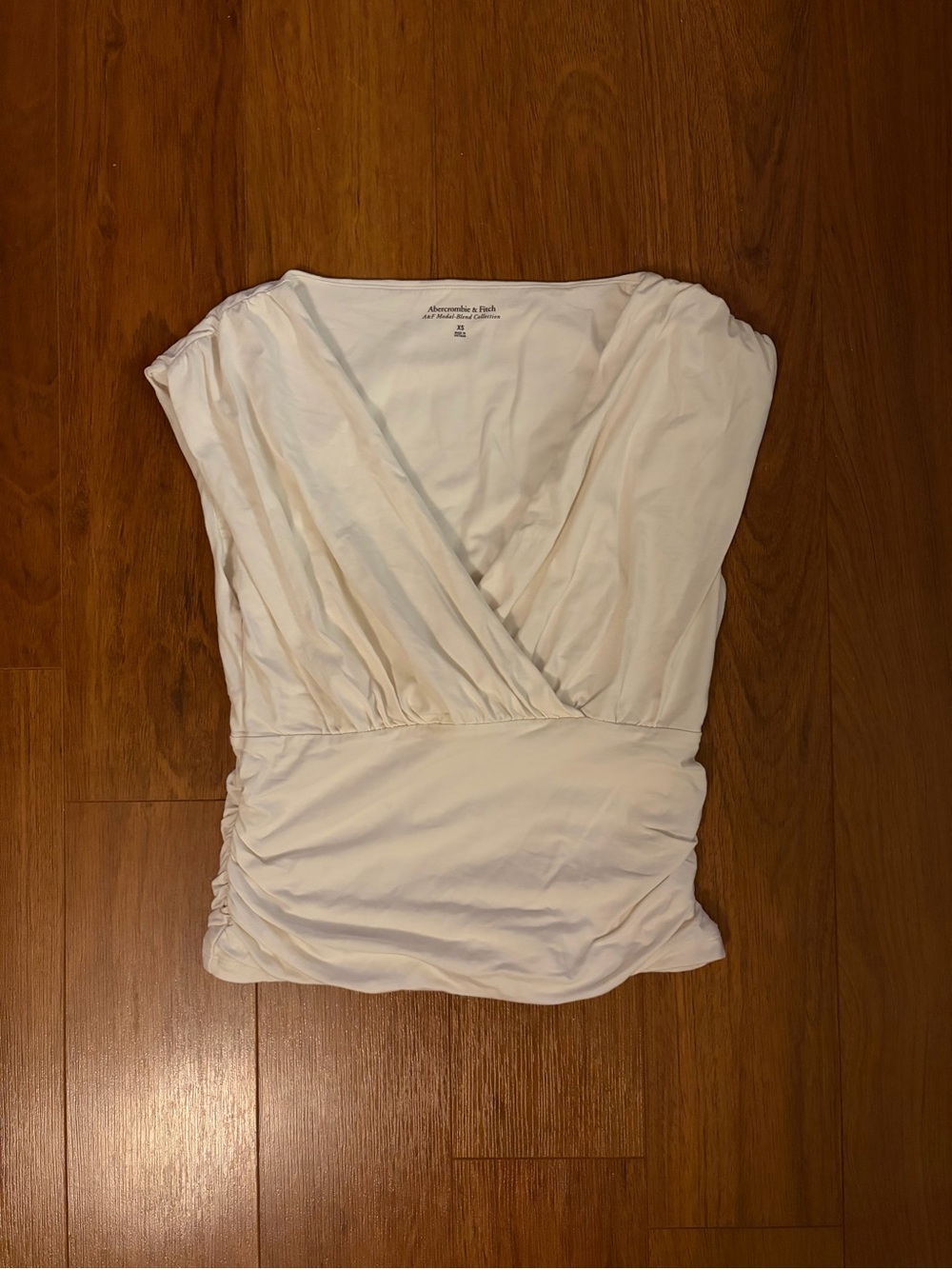 Abercrombie Modal Ruched Faux Wrap Top White XS